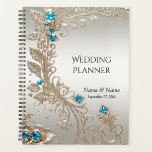 Verzieren Sie Gold Blue Stones Planer