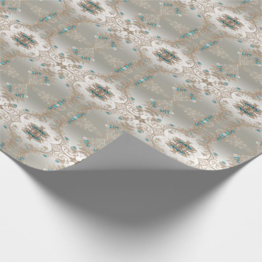 Verzieren Sie Gold Blue Stones Wrapping Paper Geschenkpapier (Ecke)