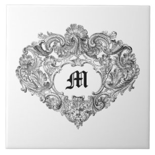 Verziert 1756 Barock-Rokoko-Cartouche-Vorlage Fliese