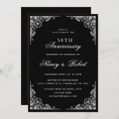 Verziert 50. Hochzeitstag Einladung (Vorne/Hinten)