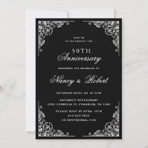 Verziert 50. Hochzeitstag Einladung