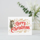 Verziert Angel-Merry Christmas-Retro Feiertagspostkarte (Stehend Vorderseite)