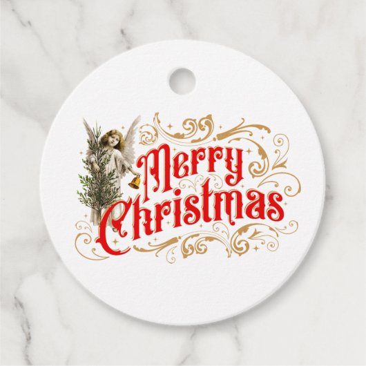 Verziert Angel-Merry Christmas-Retro Geschenkanhänger (Vorderseite)