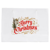 Verziert Angel-Merry Christmas-Retro Große Geschenktüte (Rückseite)