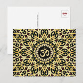 Verziert Arabesque Black + Gold OM Postkarte (Vorne/Hinten)