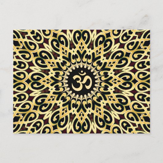 Verziert Arabesque Black + Gold OM Postkarte (Vorderseite)