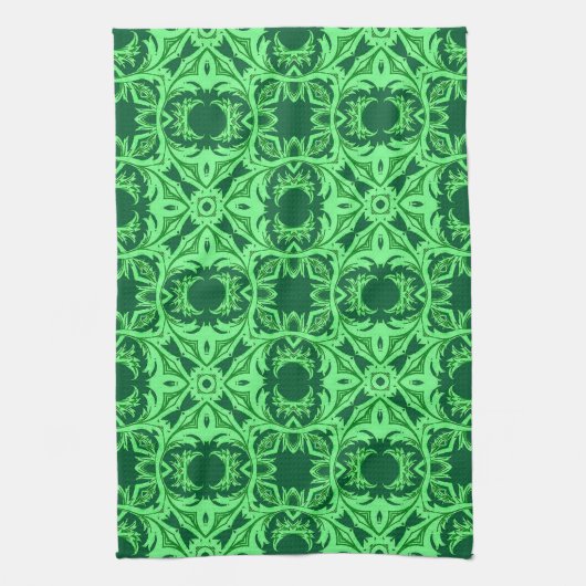 Verziert Arabesque Muster - Emerald Green Kitchen  Geschirrtuch (Vertikal)
