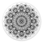 Verziert Black Floral Mandala 2 Keramikknauf (Vorderseite)