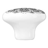 Verziert Black Floral Mandala 2 Keramikknauf (Seitenansicht)