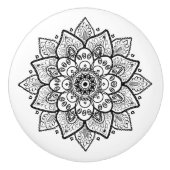 Verziert Black Floral Mandala Keramikknauf (Vorderseite)
