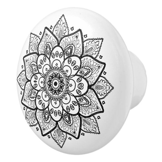 Verziert Black Floral Mandala Keramikknauf (Rechts)