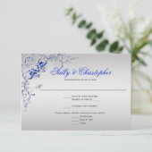 Verziert Blau und Silber Wirbel UAWG RSVP Karte (Stehend Vorderseite)