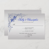 Verziert Blau und Silber Wirbel UAWG RSVP Karte (Vorne/Hinten)