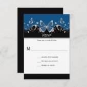 Verziert Blue Black Silver Butterfets UAWG RSVP Karte (Vorne/Hinten)