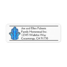 Verziert Blue Hamsa Rücksendeadressen-Aufkleber
