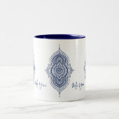 Verziert Blue Paisley Mandala Zweifarbige Tasse (Mittel)