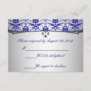 Verziert Blue Silver Damask RSVP-Karten RSVP Karte