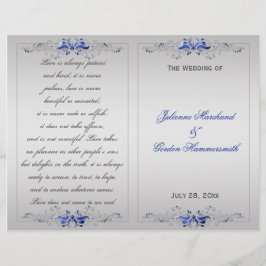 Verziert Blue Silver Floral Wirbel Hochzeitsprogra