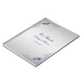 Verziert Blue Silver Wirbel Gästebuch Notizblock (Linke Seite)