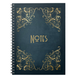 Verziert Blue und Gold Frame Notebook Notizblock