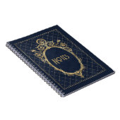 Verziert Blue und Gold Frame Notebook Notizblock (Rechte Seite)