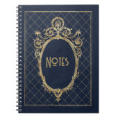 Verziert Blue und Gold Frame Notebook Notizblock (Vorderseite)