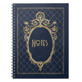 Verziert Blue und Gold Frame Notebook Notizblock