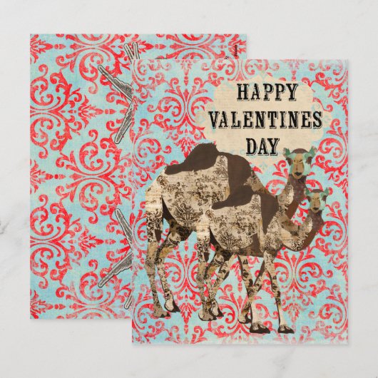 Verziert Boho Camels Valentinstag Postkarte (Vorne/Hinten)