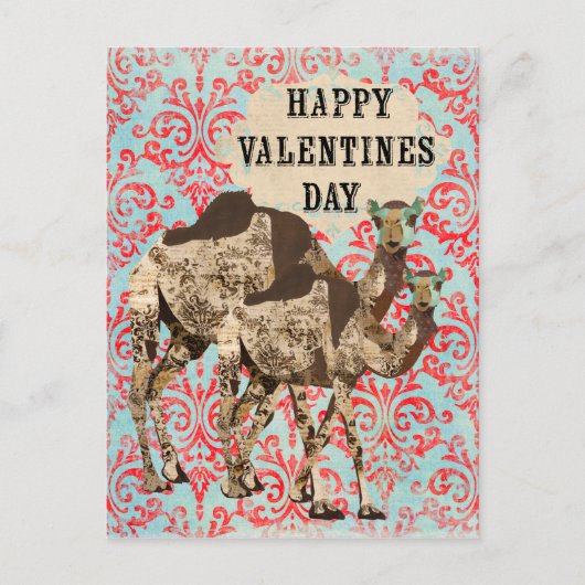 Verziert Boho Camels Valentinstag Postkarte (Vorderseite)