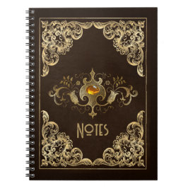 Verziert-Braun- und Gold-Rahmen-Notebook Notizblock