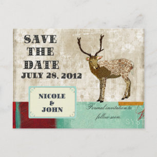 Verziert Buck Save the Date Vintag Postkarte