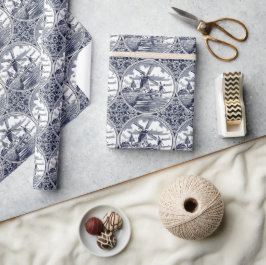 Verziert Chic Antique Dutch Delft Geschenkpapier