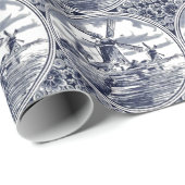 Verziert Chic Antique Dutch Delft Geschenkpapier (Rolleneckpunkt)