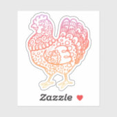 Verziert Chicken Lineart Aufkleber (Blatt)