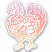 Verziert Chicken Lineart Aufkleber (Vorderseite)