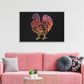 Verziert Chicken Lineart Leinwanddruck (Insitu (Wohnzimmer))