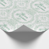 Verziert Classic Vintag Frohe Weihnachts-Grün-Toil Geschenkpapier (Ecke)
