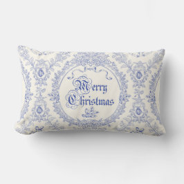 Verziert Classic Vintag Merry Christmas Blue Toile Lendenkissen