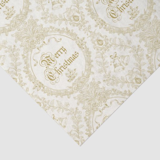 Verziert Classic Vintag Merry Christmas Gold Toile Seidenpapier (Detail)