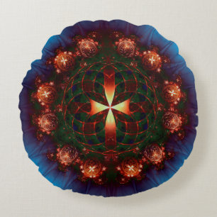 Verziert Cross Mandala Rundes Kissen