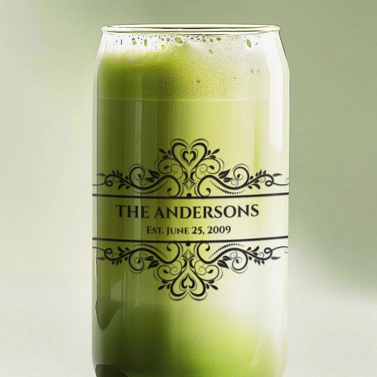 Verziert Datum der Monogramm-Familie Dosenglas