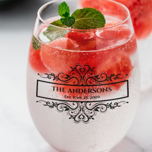 Verziert Datum der Monogramm-Familie Weinglas Ohne Stiel