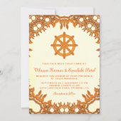 Verziert Dharma Wheel Indian Wedding Einladung (Vorderseite)