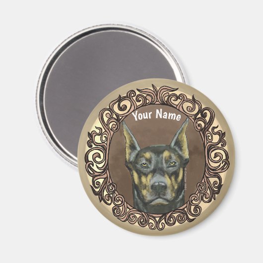 Verziert Doberman Magnet (Vorderseite/Rückseite)
