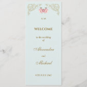 Verziert Dusty Blue Rokoko Vintage Wedding Program Programm (Vorderseite)