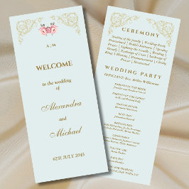 Verziert Dusty Blue Rokoko Vintage Wedding Program Programm