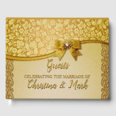 Verziert Elegante Retro Abstrakte Blume und Blätte Gästebuch (Vorderseite)