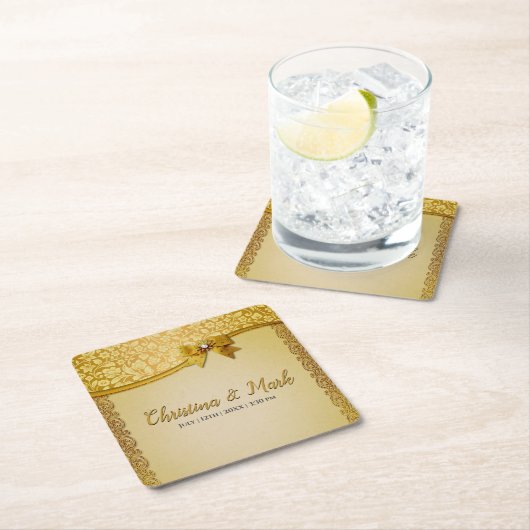 Verziert Elegante Retro Abstrakte Blume und Blätte Rechteckiger Pappuntersetzer (Vor Ort)