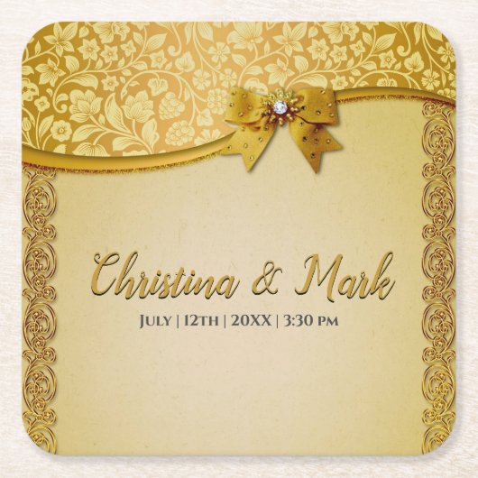 Verziert Elegante Retro Abstrakte Blume und Blätte Rechteckiger Pappuntersetzer (Vorderseite)