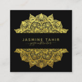 Verziert Filigree Gold Black Mandala Yoga Instruct Quadratische Visitenkarte (Vorderseite)